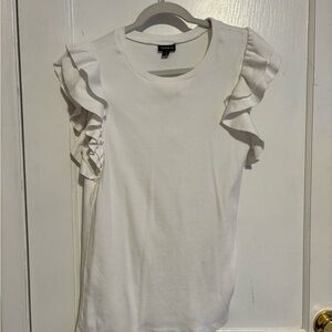 Torrid Ivory Ruffle Sleeve Tee